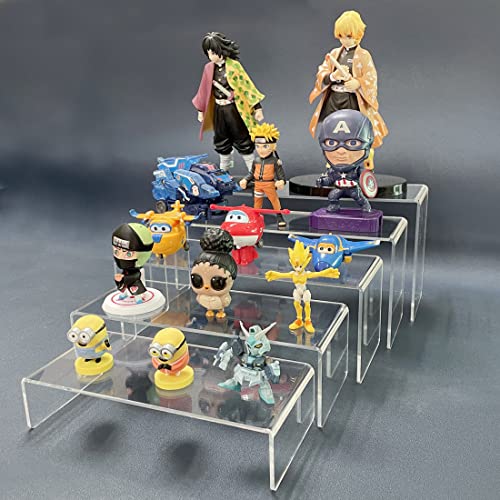 5PCS acrylic display stand, Acrylic Display Risers, 5 Sizes Clear Product Stand, Jewelry Display Riser Shelf Showcase Fixtures For Collectibles Display, Figure Display