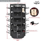 Ikee Design Free Assembly Natural Wood Hexagon 6 Sided Rotating Jewelry Display Stand Tower,60 Removable Metal Hooks,Keychain Earring Display Stand Tower for Selling,Showcase,Black Color - color: 6 side, Black, 60 hooks