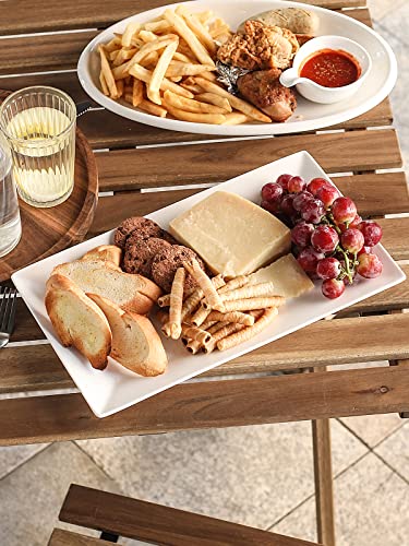 DOWAN 14" Serving Trays, Serving Platters, Ceramic Serving Platters and Trays, Rectangle Plates, Set of 3, for Weddings, Parties, Oven, Microwave, Dishwasher, Heat Resistant, Easy to Clean, White - color: 3 PCS