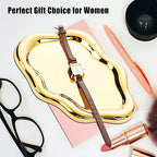 Ceramic Jewelry Dish for Women, Jewelry Tray Trinket Dish, Irregular Cloud Shape Ceramic Plate, Watch Keys Tray Ring Dish Holder for Mother's Day/Christmas/Thanksgiving/Birthday Gift(Gold) - color: Gold