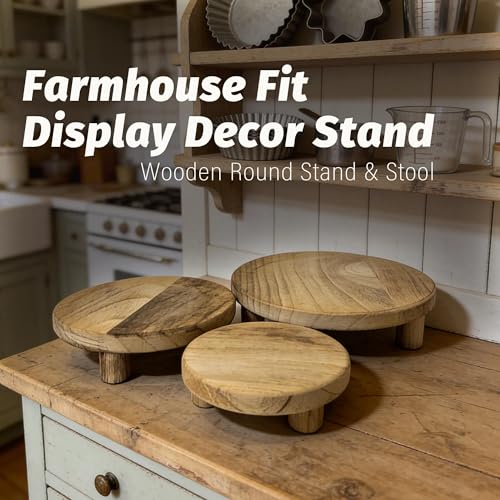6"/8"/10" 3pcs Round Wood Riser - Plant Risers Stand for Decor - Wood Pedestal Stand Display for Kitchen Counter- Decorative Wooden Risers for Desktop/Bathroom/Livingroom/Bedroom