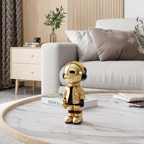 EZ4ENCE Small Figurine Statue Astronaut Sculpture Decor,Sculpture for Home Decor,Arts Gold Shelf Decoration,Cool Metal Mask Table Decor,Mini Ornament - color: Rose Gold, size: Medium