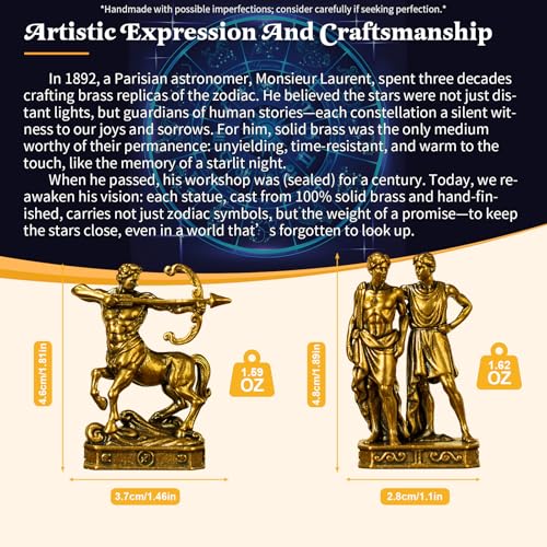 CHOVY Scorpio – Scorpion Zodiac Brass Sculpture – Handmade Solid Retro Collectible, Mystical Desk Decor for Astrology & Horoscope Fans - style: Scorpio