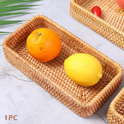 Pilarmuture Serving Vanity Tray,Rattan Bathroom Vanity Tray,Serving Vanity Basket,Bathroom Tray for Countertop,Sturdy Storage Basket for Dressing Table,Shelves,Desk Top,Cabinet,Nightstand ﻿