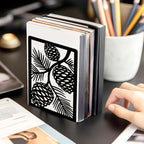 2 Pcs Decorative Metal Bookends, Pinecone Design Book Ends for Shelves Black Heavy Duty Book Stopper Suitable for Home Office School - style: Pinecone