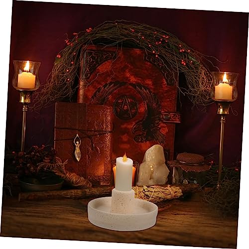 Ipetboom Modern Minimalist Ceramic Taper Candlestick Holder for Home Decor Stable Desktop Candle Holder for Living Bedroom Study Beige Centerpiece for Wedding and Festive Table Decoration