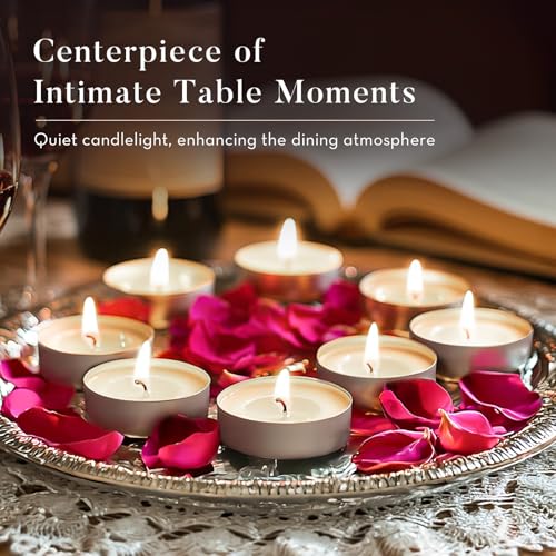 Ashlux Unscented Palm Tea Lights Candles 300 Pack Bulk, 4.5 Hours Long Burning White Tea Lights,Non-Paraffin, Smokeless, Mini Tealight Candles for Wedding, Christmas Lights, Party, Power Outages - size: 300 Pack, style: 4 Hours