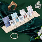 PH PandaHall Portable Wooden Earring Display Holder, 3-slot Ring Jewelry Display Stand Craft Showing Organizer Tray Wood Business Card Holder for Tabletop Shows Jewelry Displaying, 15x3, Wheat - color: Wheat