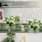 Glasseam Acrylic Flower Vase for Centerpieces: Set of 2 Wedding Party Dining Room Table Decorations, Cylinder Round Clear Vases with 13 Holes (5.9in)