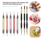 FULINJOY 5PCS Dual-Ended Nail Art Sculpture Pen Dotting Tools with 3PCS Nail Painting Brushes, Silicone Nail Polish Brushes Stainless Steel Carving Drawing Tool, Acrylic Rhinestone Handle - size: 8PCS