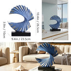 Blue Gold Wave Sculpture, Modern Ocean Wave Home Accents, Resin Art Statue for Shelf, Coffee Table, TV Stand Adornos Modernos - color: Blue
