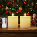 Homemory White Flameless Candles Battery Operated with Remote Timer, 3x3 Real Wax LED Pillar Candle for Home Fireplace Bedroom Living Room Party, Set of 2 - color: D3"xH3"3"-White