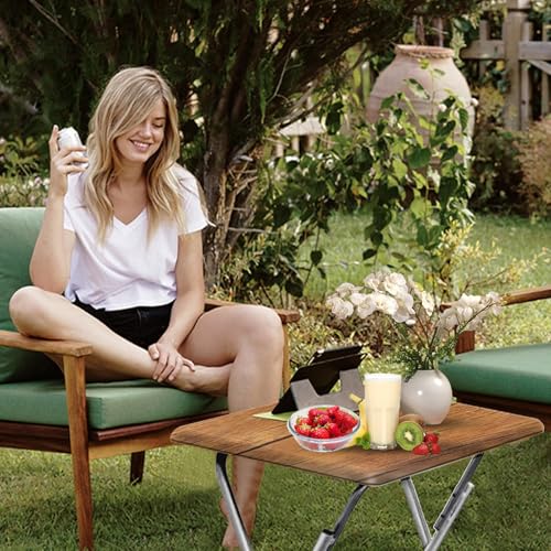 Garden 4 you Folding TV Tray Table Set of 2, TV Dinner Table with Sturdy MDF Top, Eating Trays for Living Room with No Assembly Required (Yellow Brown, 2PCS) - color: Yellow Brown, size: 2pcs