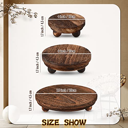 Amyhill 3 Pcs 8/6/4 Inch Wooden Risers for Display Wood Pedestal Stand Mini Tray Stand Round Wooden Pedestal Holder Rustic Riser for Decor Tiered Tray Decor Home Kitchen(Brown) - color: Brown, size: 8/6/4 Inch