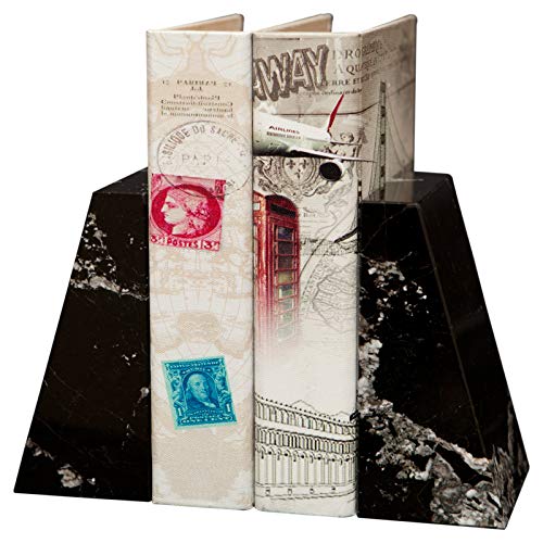 Modern Wedge Marble Bookends (Black Zebra) - color: Black Zebra