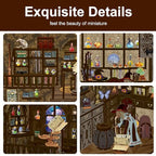 Book Nook Kit - DIY Miniature Dolls House Kit with Furniture and LED Light, 3D Puzzle Wooden Art Bookends, Model Kits for Adults and Teens (Magic Night)