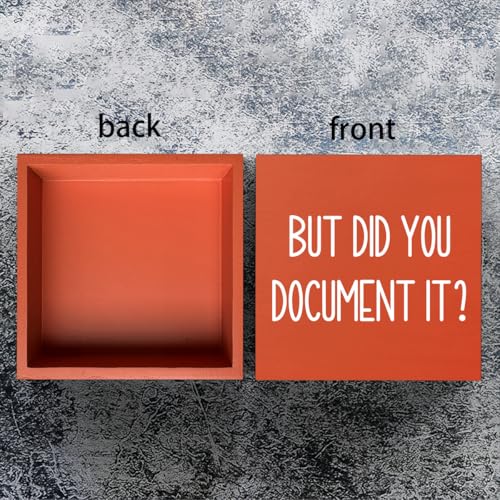 Halloween Office Desk Decorations - But Did You Document Sign, Work Gifts for Accountant HR Boss Employee Coworker, Cubicle Shelf Table Decor - color: Orange, size: 5 x 5 inches