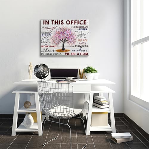 HDXUFJQ Office Inspirational Wall Art In This Office Canvas Wall Decor Team Rules Motivation Positive Quotes Pictures Prints Teamwork Painting for Home Office Ready to hang(24"x36") - color: In this office (white), size: 36"L x 24"W