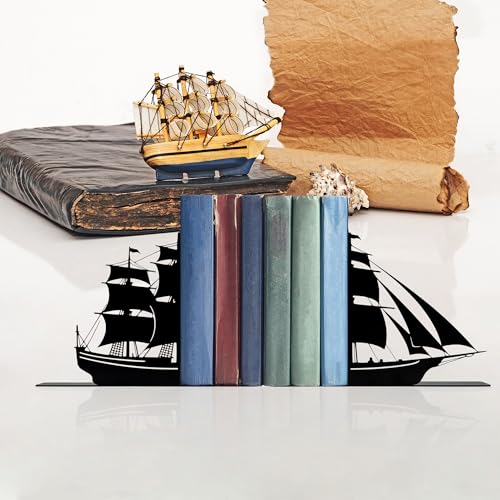 Decorative Bookends, Nautical Theme, Pirate Ship and Sailboat Design, Boys Room and Nursery Decor