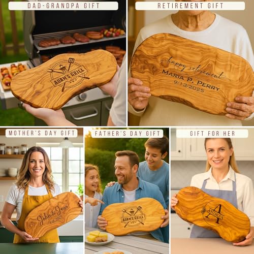 Personalized Olive Wood Cutting Board - Custom Charcuterie Boards, Housewarming, New Home, Birthday Gift for Women, Her, Men, Him, Wedding, Bridal Shower, Engagement, Anniversary, Mother’s Day Gifts - color: Personalized Gifts