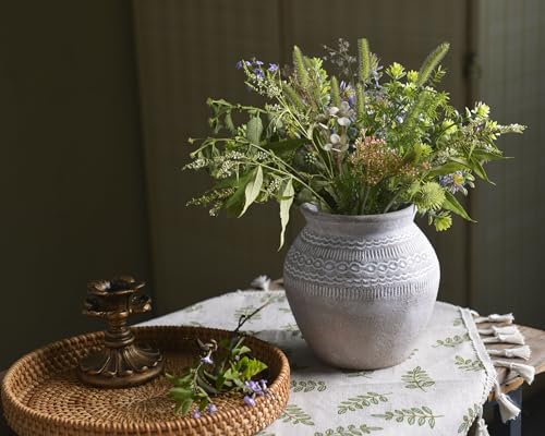 Quoowiit Ceramic Rustic Farmhouse Vase, Distressed Flower Vase for Home Decor, Boho Decorative Vases for Centerpiece Table Decorations, Vases for Living Room Kitchen Entryway Mantle Shelf Decor - color: Gray