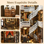 MiniCity DIY Book Nook Kit, Miniature Dollhouse Booknook Kit, 3D Wooden Puzzle Bookend Bookshelf Insert Decor with LED Light for Teens and Adults (Law Library) - style: Law Library