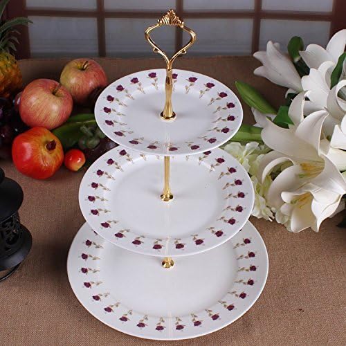 3 Tier Tiered Tray Hardware Kits Fruit Cake Plate Handle Fitting Hardware Rod Dessert Stand Holder Golden Crown 5 Set（Plate not Included） - color: Gold