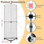 GADFISH Triangular Gridwall Panel Display Stand, Black Triangle Wire Grid Tower with Base and Casters, 24" x 68" Rolling Grid Wall, Panel Stand for Home Organization, Retail, Trade Show, Vendor