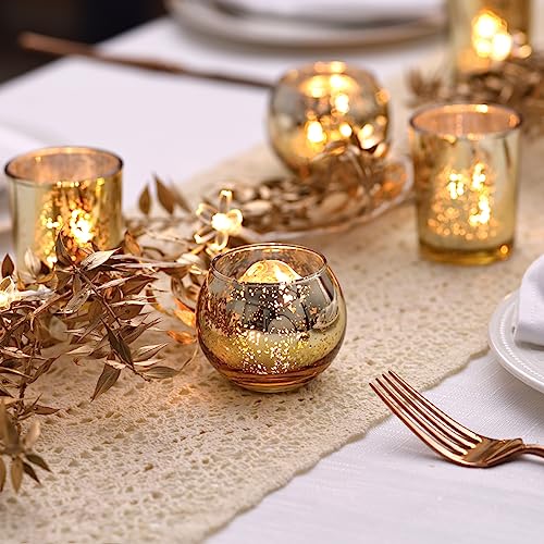 LETINE Gold Mercury Glass Votive Candle Holders - Set of 36 | Elegant Gold Tealight Candle Holders for Table Centerpieces,Spring Summer Weddings, Rehearsal Dinners, Valentine's Day Decorations - color: Gold