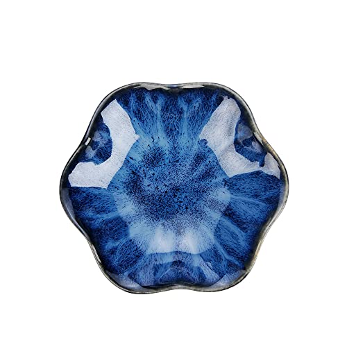 Lotus Leaf Shape Decorative Ring Tray, Small Key Bowl, Ceramic Trinket Tray Jewelry Dish Organizing Necklace Earrings, Home Decoration for Mom Best Friend Sister, Blue. - color: Blue Lotus