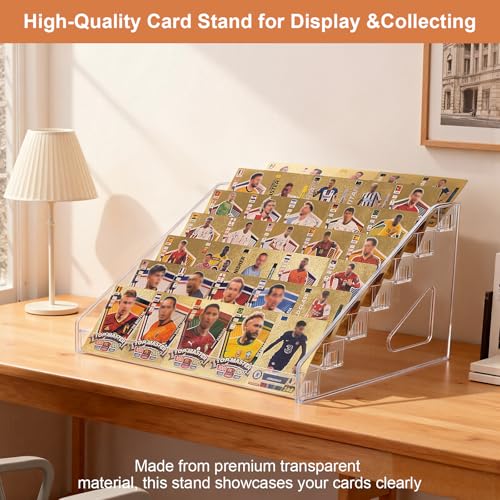 5 & 7 Tier Trading Card Display Stand, 12" Acrylic Card Stands for Display, versatile Card Stands for Sports Cards, Graded & Greeting Cards, Postcards, Vendor Stickers, with Snap-On Assembly（ 7 Tier ） - size: 7 Tier