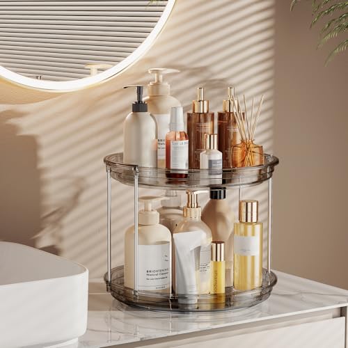 LAMU 2 Tier Lazy Susan Turntable Organizer 9.25'' Rotating Spice Rack Organization for Cabinet, Kitchen, Pantry, Countertop, Bathroom, Vanity, Medicine Cabinet Organizer, Grey - color: Gray, size: 9.25in 1 Pack