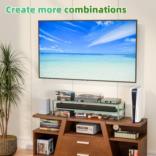 Simple Trending 2 Tier Metal Dual Monitor Stand Riser, Computer Office Desktop Organizer for 2 Monitors with 32"x10" Mouse Pad for Laptop, Printer, TV, Green - color: Green, size: 32"L x 10"W x 7"H