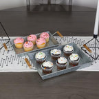 AuldHome Design Galvanized Farmhouse Trays (Set of 2, Small & Medium); Farmhouse Decor Rectangular Trays w/Handles