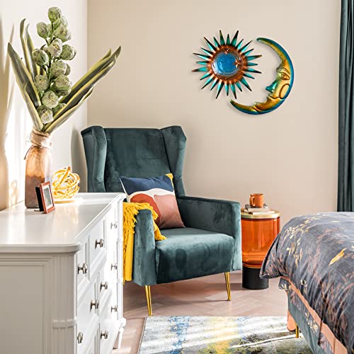 LIFFY Sun Metal Outdoor Wall Decor - 3D Sun Moon Metal Wall Sculpture - Hanging Decoration Gift Ideal for Celestial Decor Home Accent, Bedroom, Garden, Patio, Farmhouse - Lively and Vibrant - color: Sun and Moon