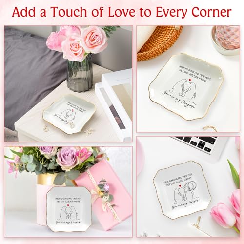 OASSIE Anniversary Couple Gifts for Her - You Are My Penguin, 4x4 Ceramic Jewelry Dish Tray - Romantic Anniversary Wedding Engagement Birthday Gifts for Women Girlfriend Wife, I Love You Gift for Her - color: White - My Penguin