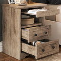LIKIMIO Night Stand, Modern Bedside Table with 2 Drawers, Open Shelf, End Table with Pull-Out Tray, Wood SideTable, Grey Oak - color: Grey Oak