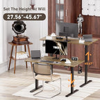 Ywin Electric Height Adjustable Standing Desk with Wheels, 63 x 24 inches Ergonomic Stand Up Desk for Home Office - color: Retro Brown