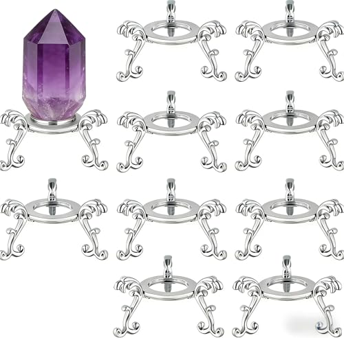 10pcs Crystal Ball Display Stand - Silver Sphere Holder for Crystal, Rock & Stands with Display Function - 2 in Metal Tripod Base for 40-80mm Spheres(10-Pack) - color: Silver_Small-10pcs