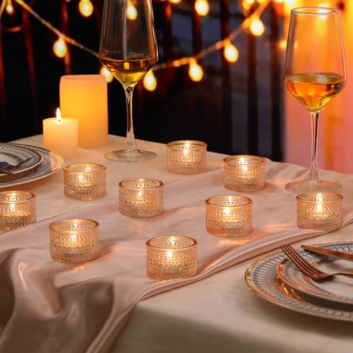 NITIME 30Pcs Gold Tealight Candle Holders, Votive Candle Holder for Wedding Decorations, Gold Glass Candle Holder forTable Centerpiece, Home and Party Decor - color: Gold