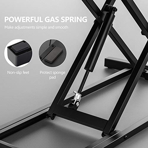 FITUEYES Height Adjustable Standing Desk 36” Wide Sit to Stand Converter Stand Up Desk Tabletop Workstation for Laptops Dual Monitor Riser Black SD309101WB - color: Black