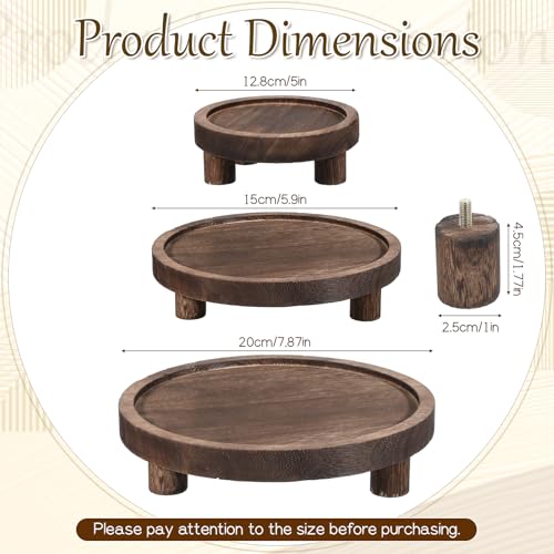 3 PCS Wooden Display Risers for Display, Round Wood Displays Stands, Woods Cake Stand for Party, 5-8 Inch Woods Pedestal Stand with Natural Grain for Candle, Flower and Home Displays(Rustic Brown,8''6''5'')