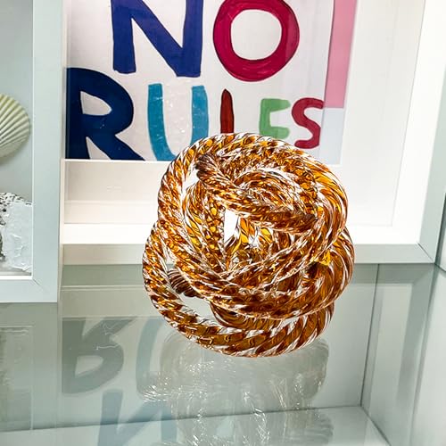 Glass Knot Teal Orbit Ball - 5 Inch Hand Blown Infinity Sculpture Decor Glass Orbit Home Decor Table Decoration Interio Art - color: Brown, size: 5" Diameter
