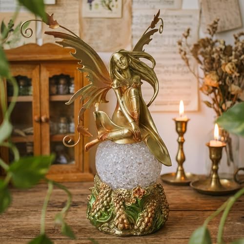 Resin Fairy Statue with Light, Hand-Painted Angel Figurine Graceful Fairy Sculpture Spring Decor for Home, Living Room, Bedroom Decor, Thoughtful Gift for Women, Girls - size: Light 01