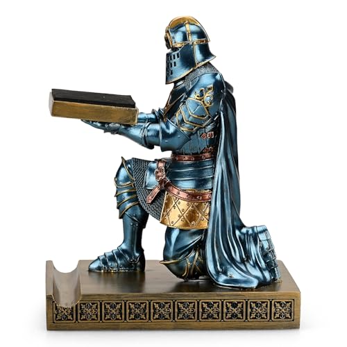 King's Guard Watch Display Stand Eyeglass Jewelry Bracelet Necklace Holder Trays Towers Resin Pen Holder Warrior Knight Mobile Phone Stand for Office & Home (Blue) - color: Blue