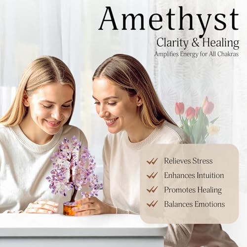 YATSKIA Amethyst Crystal Tree Stones and Crystals Tree of Life, Crystal Home Decor, Good Luck Gifts, Spiritual Gifts for Women - color: Amethyst Copper Wire Mseal