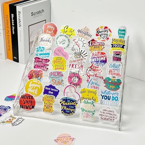 2 Pack 7-Tier Acrylic Card Display Stand, Versatile Sticker Display Rack Holder for Greeting Card Business Brochure Postcard Portable Card Display Shelf for Vendors Craft Trade Shows - color: 2 Pack