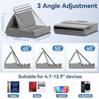 KDD Tablet Pillow Holder, Foldable iPad Stand for Lap, Bed and Desk -Tablet Soft Pad Dock with Pocket & Stylus Mount Compatible with iPad Pro 12.9, 10.5, 9.7 Air Mini 6 5 4 3, Galaxy Tab, E-Reader - color: Grey