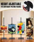 Sturdy Tabletop Picture Frame Stands, Adjustable Size Table Easels, Heavy Metal Base for Display,Picture Frame Holder Art Display Stand, Signs, Canvas (Black)