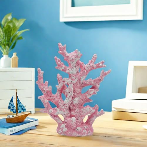 Etlemonde Beach Coastal Decor Coral Reef Home Decor Coral Statue Sculpture Home,Desk,Bathroom,Desktop Shelf Statue,Marine Themed Gifts (Pink Coral) - color: Pink Coral